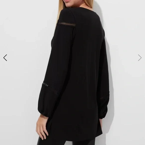 🖤🖤SOLD 🖤🖤NWT White House Black Market Delicate Lace Trim Black Tunic - Picture 5 of 9